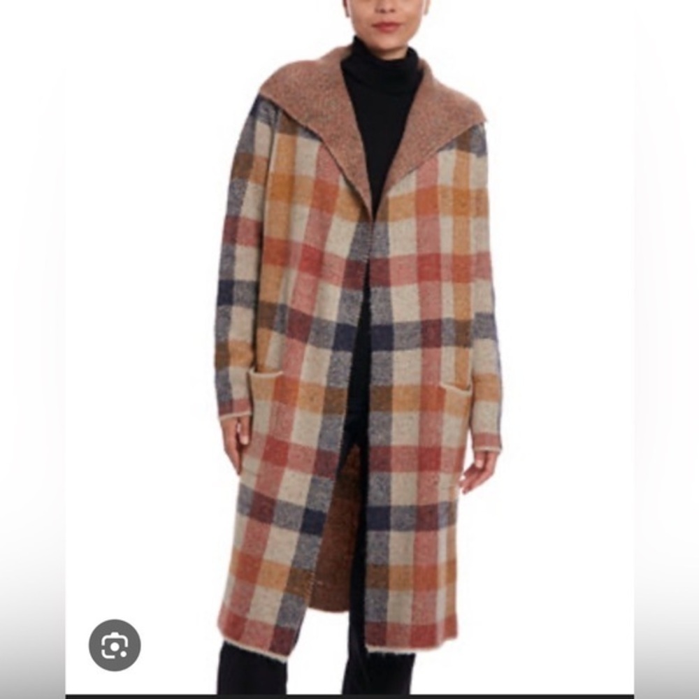Joseph A Earthy Tones Plaid Cardigan